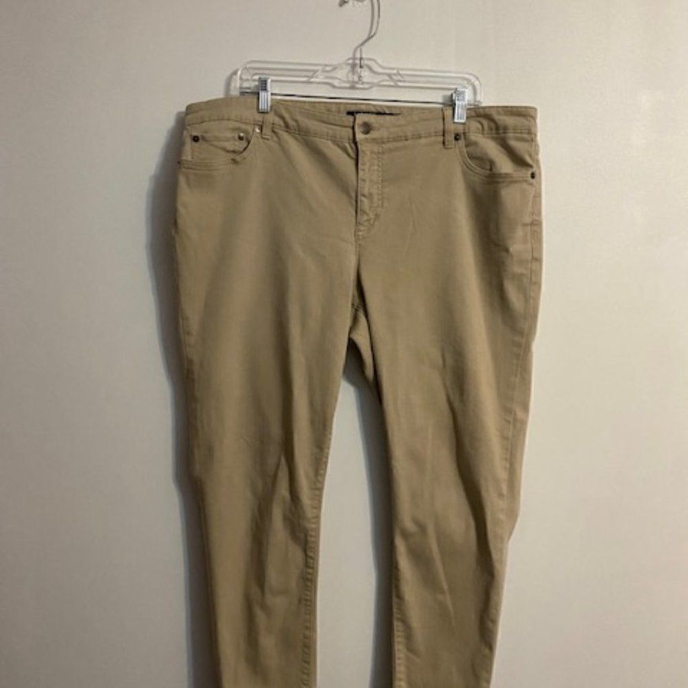 Lauren Ralph Lauren Khaki 5 pocket straight ankle jeans, size 18W